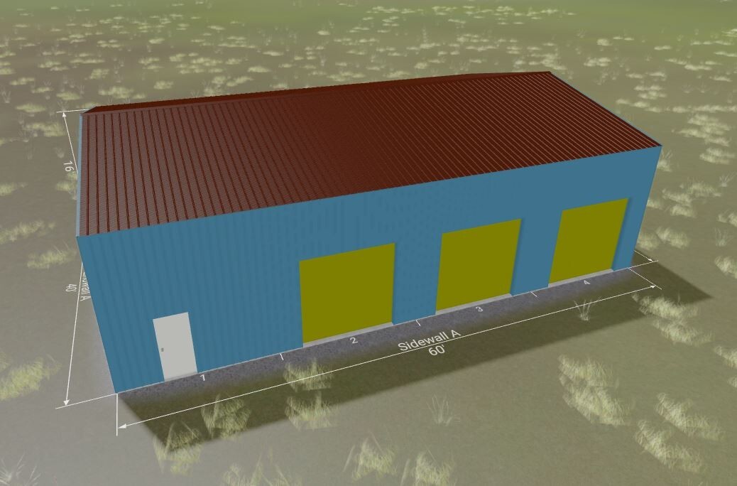 Steel Framed 40 x 40 x 16 Shop Kit, Warehouse Kit ON SALE NOW !!!