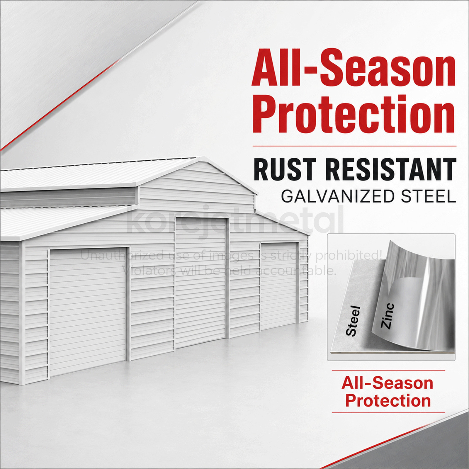 42’x30’x13′ Metal Garage Shed Barn Outdoor Storage Heavy Duty Galvanized Steel