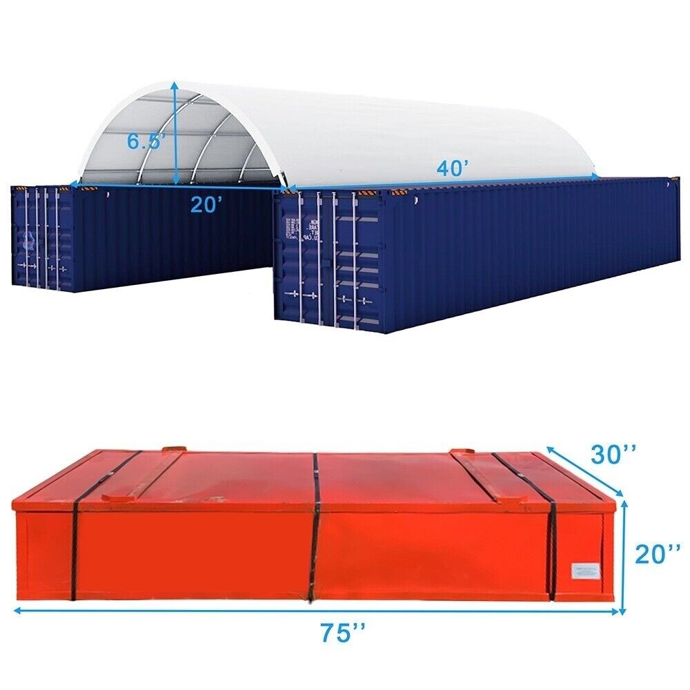 20’x40′ Heavy Duty Shipping Container Canopy 11oz PE Shelter Cover Roof Box Kit