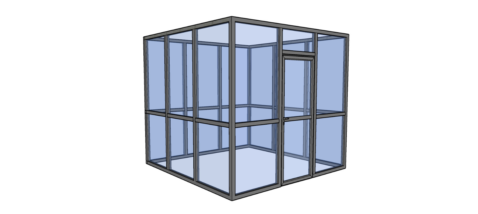 CGP Aluminum & Glass Conference Room 5′ x 8′ x 9′ w/Door, Black Color