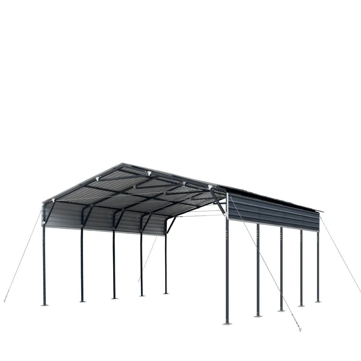 20’x20′ Steel Carport, 10′ Open Sides, 400 Sq-Ft