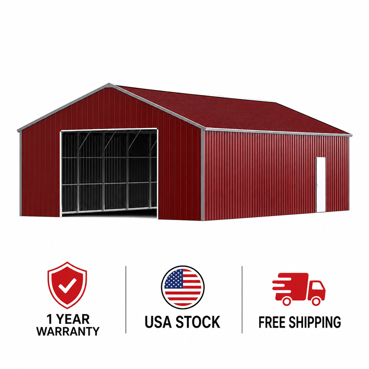 46x25x15FT Outdoor Heavy-Duty Metal Garage Barn Shed Reinforced Steel Carport