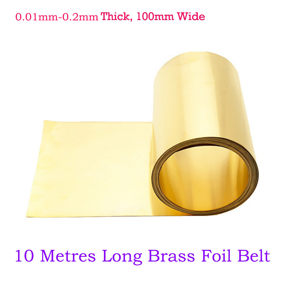 10m Long Brass Foil Belt Metal Sheet Plate Model Making 0.01mm-0.2mm Thick