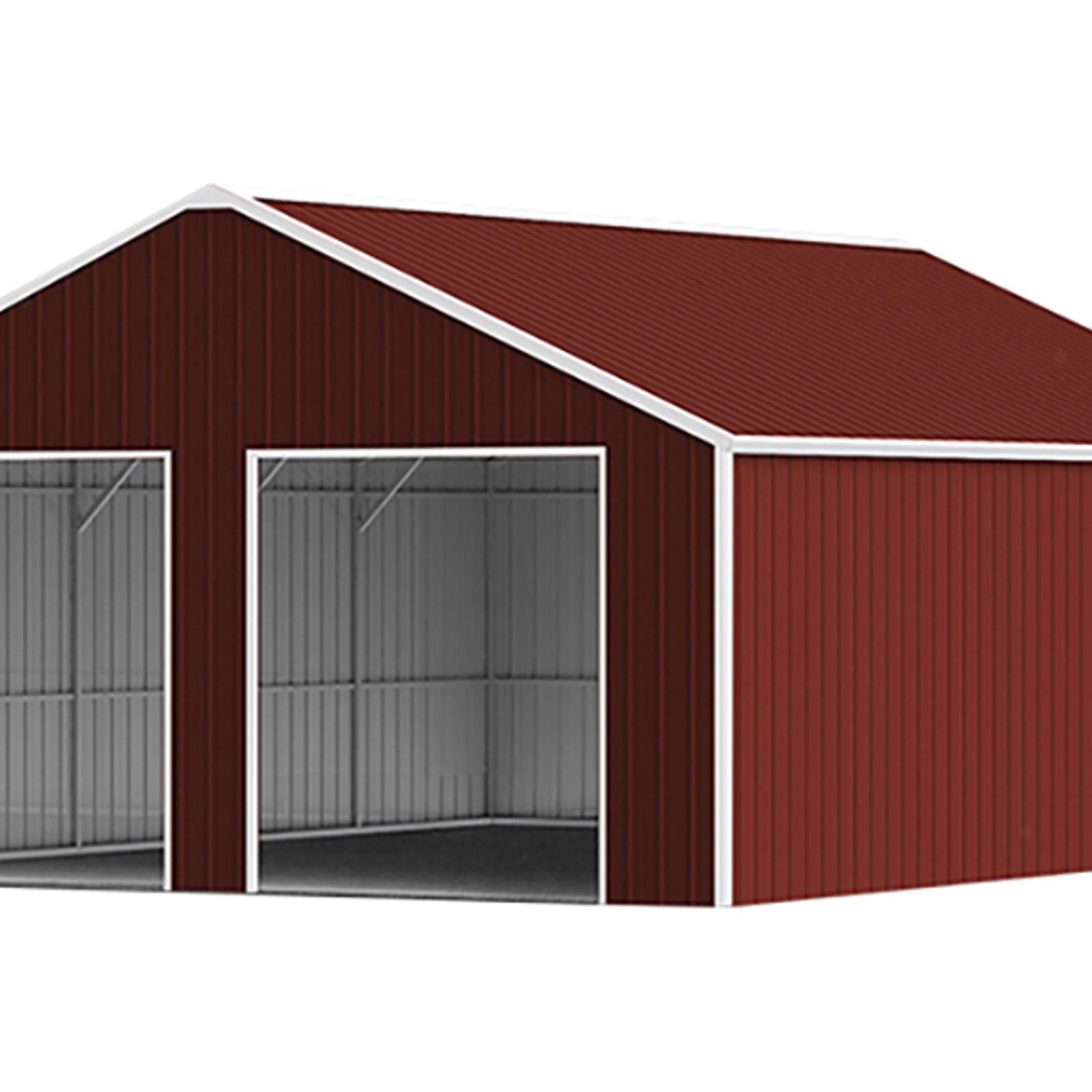 22FT x 23 FT Double Garage Steel Barn Shed – Red-Brown Heavy Duty Metal