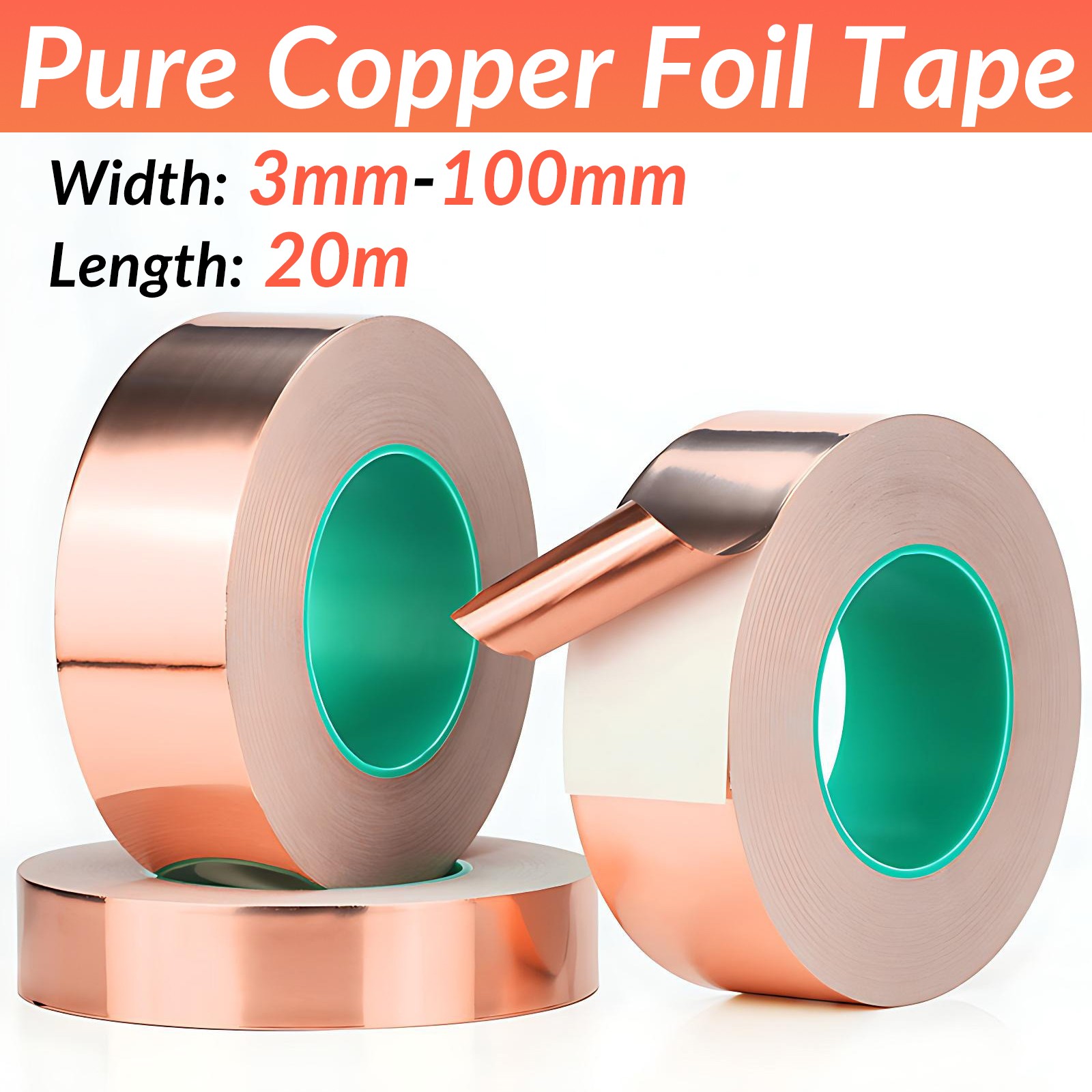 20M Adhesive Copper Slug Tape Snail Barrier conductive Repellent Guitar EMI