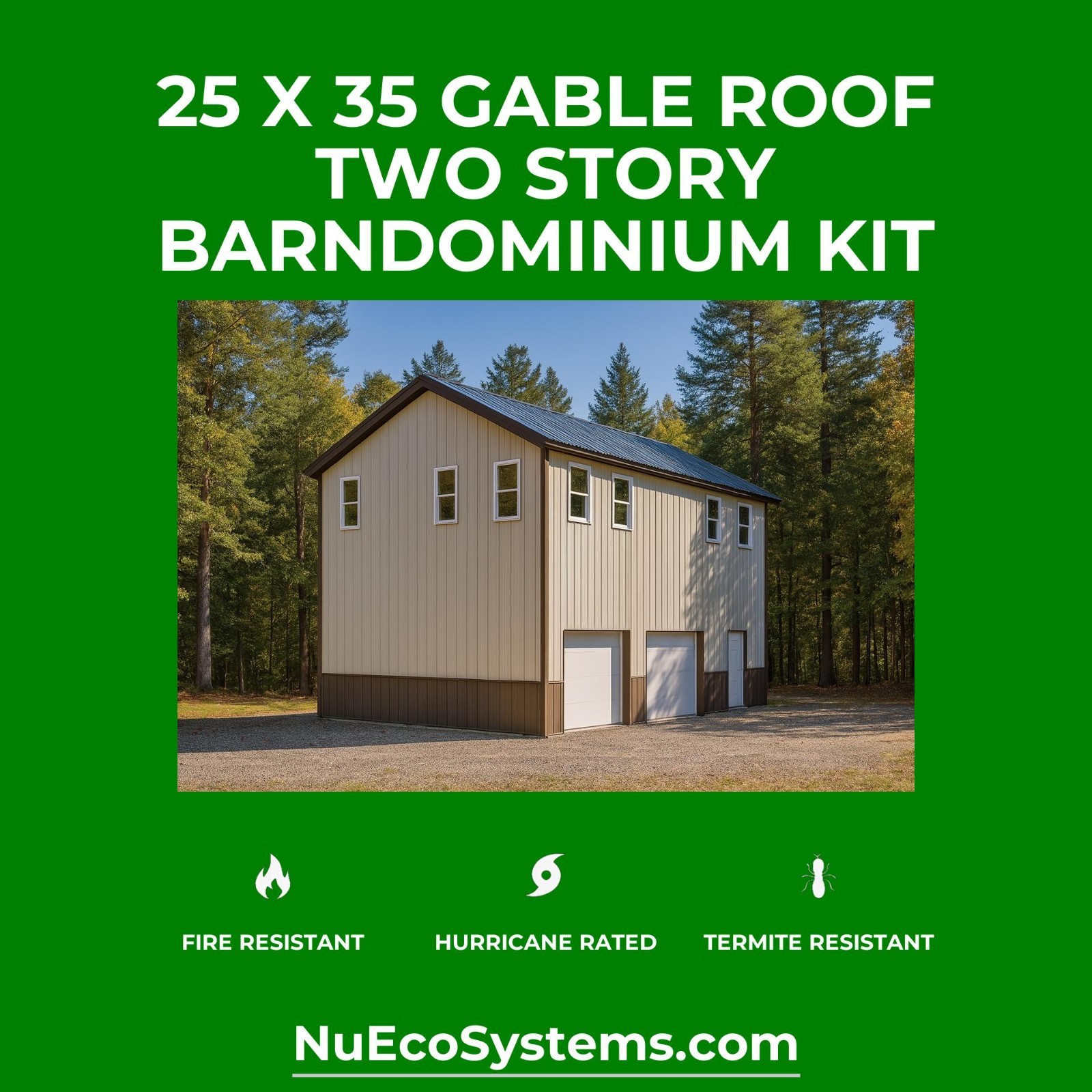Fire & Hurricane Resistant Barndominium Home Kit with Covered Porches