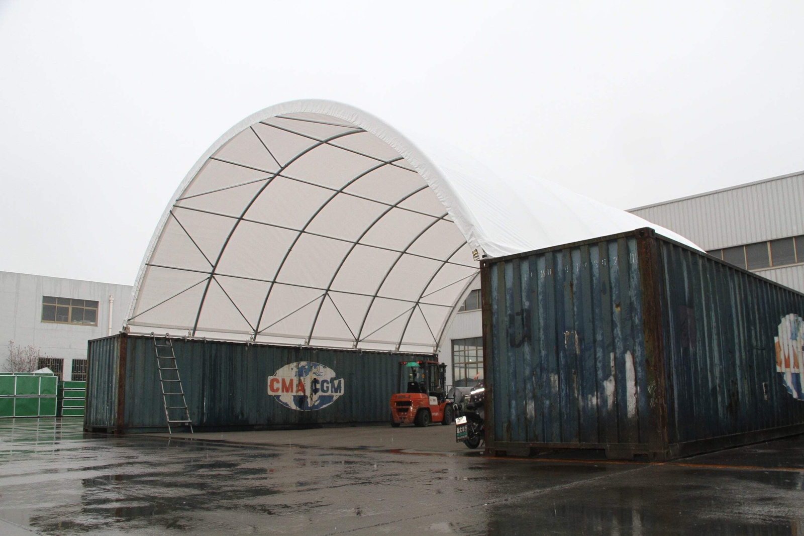 Ping Container Canopy Shelter 20’X20′,11Oz Pe White Industrial Steel