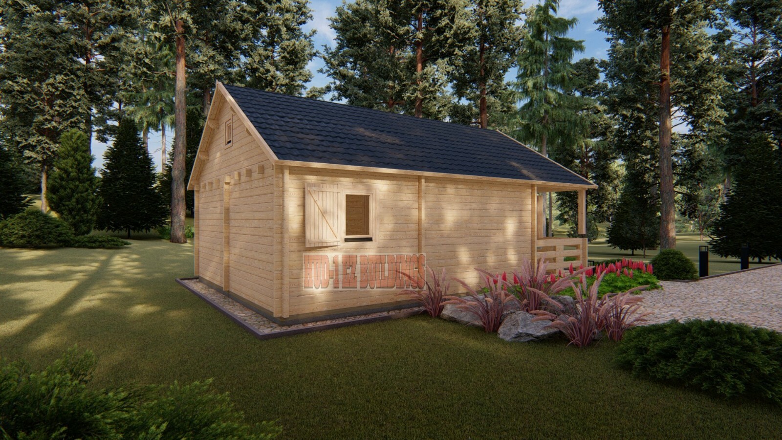 Gustav J68A 19 ft. 6 in x 19 ft. 6 in multi room log cabin style building kit