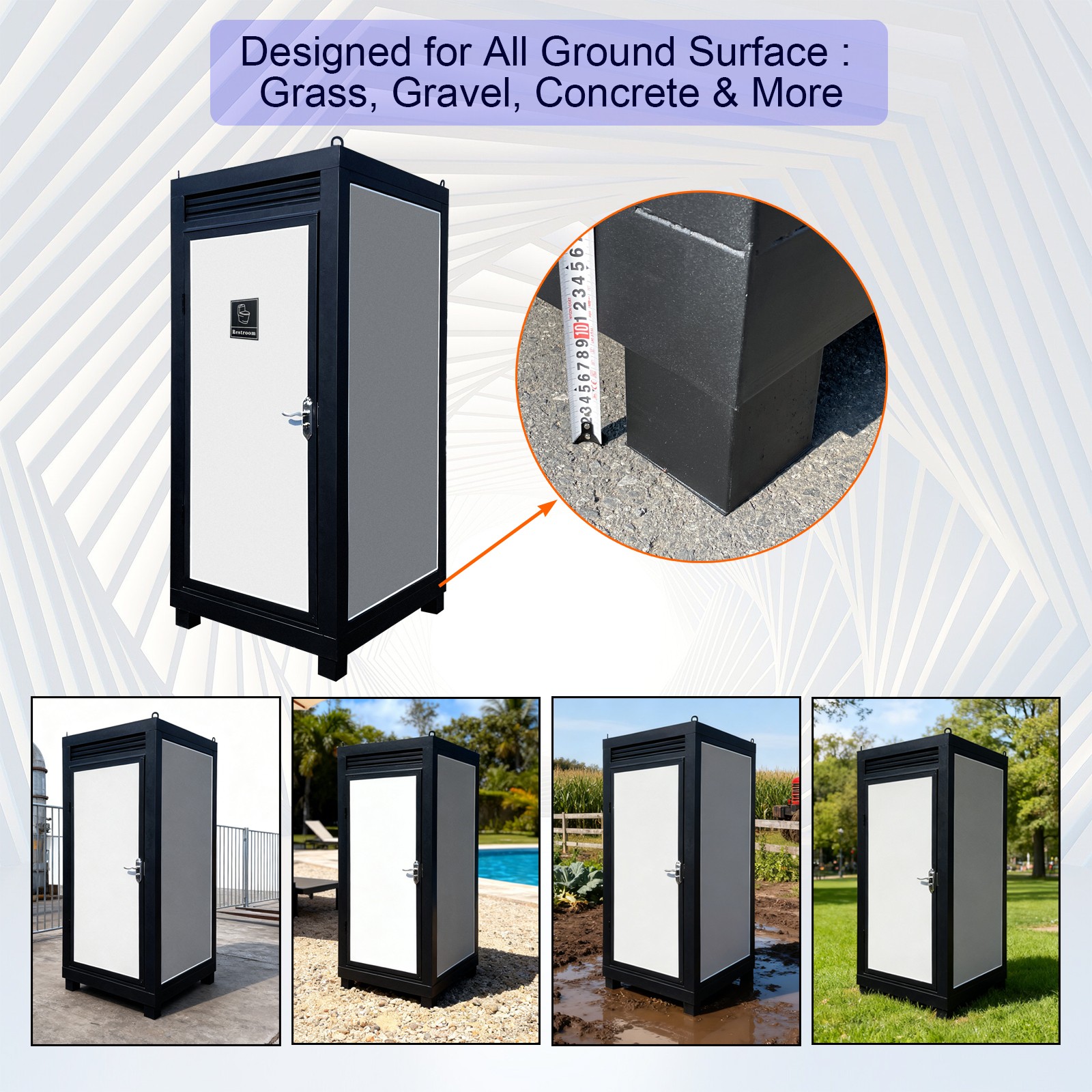 Person Portable Toilet Cabin Outdoor Restroom with Sink & Light Vent Fan Single