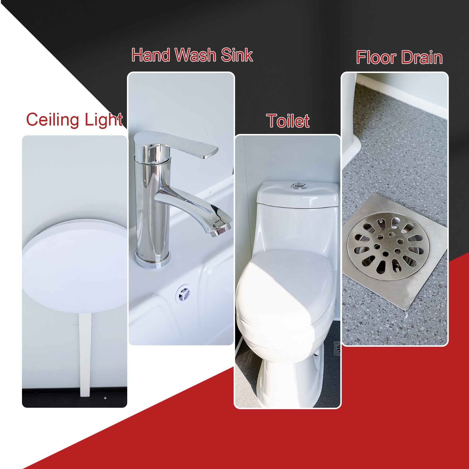 Portable Restroom Mobile Toilet Cabin Outdoor Shower Room w/Sink&Ventilation Fan