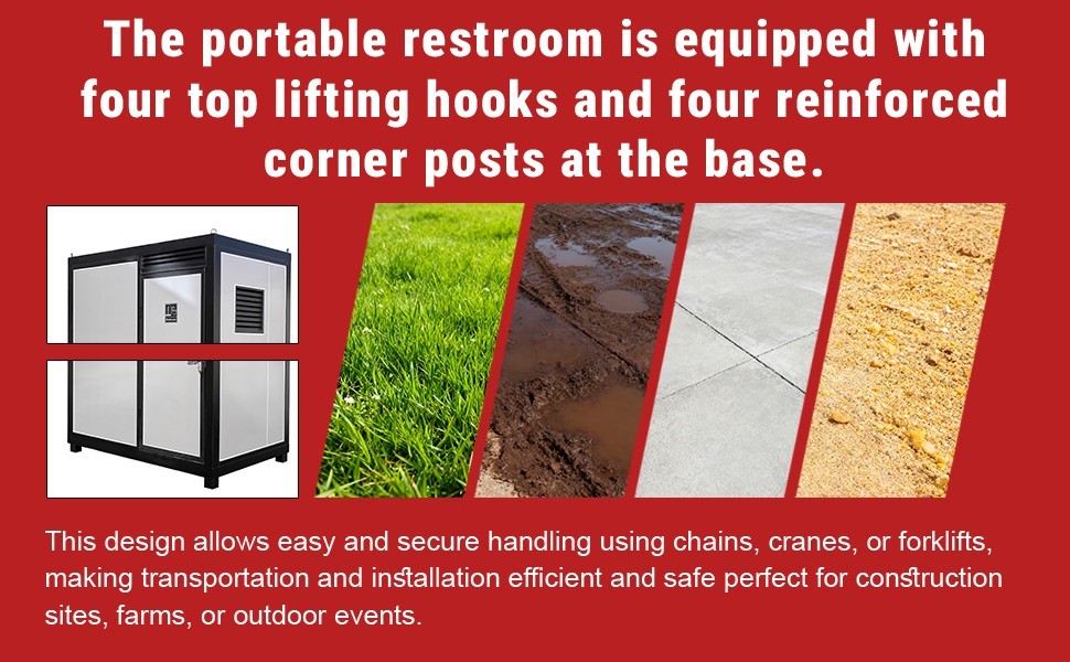 Portable Restroom Mobile Toilet Cabin Outdoor Shower Room w/Sink&Ventilation Fan