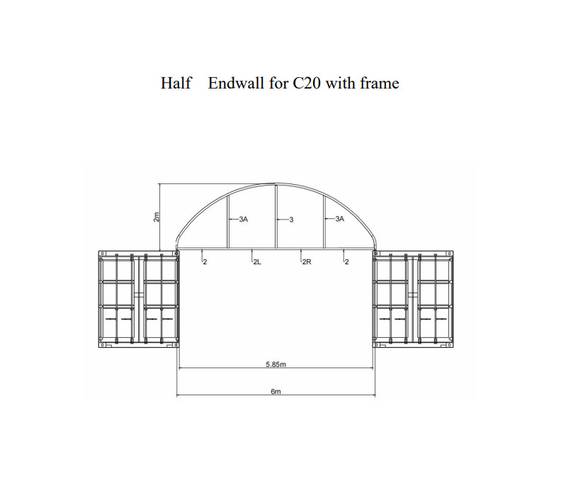 Container Shelter Parts, Half Panel for W20′ Container Shelters 11 oz PE Panel