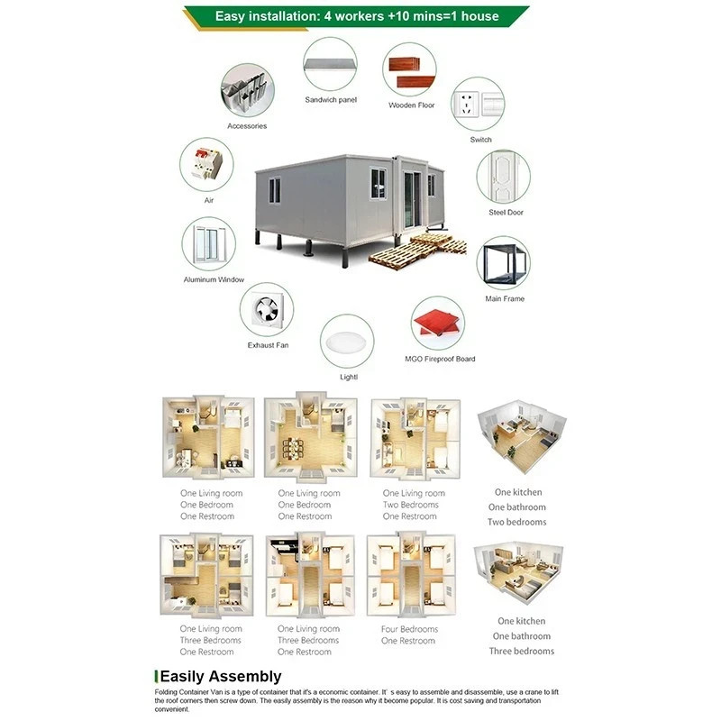 Modern Expandable Container Home Prefab Tiny House Waterproof Modular Steel Cabi