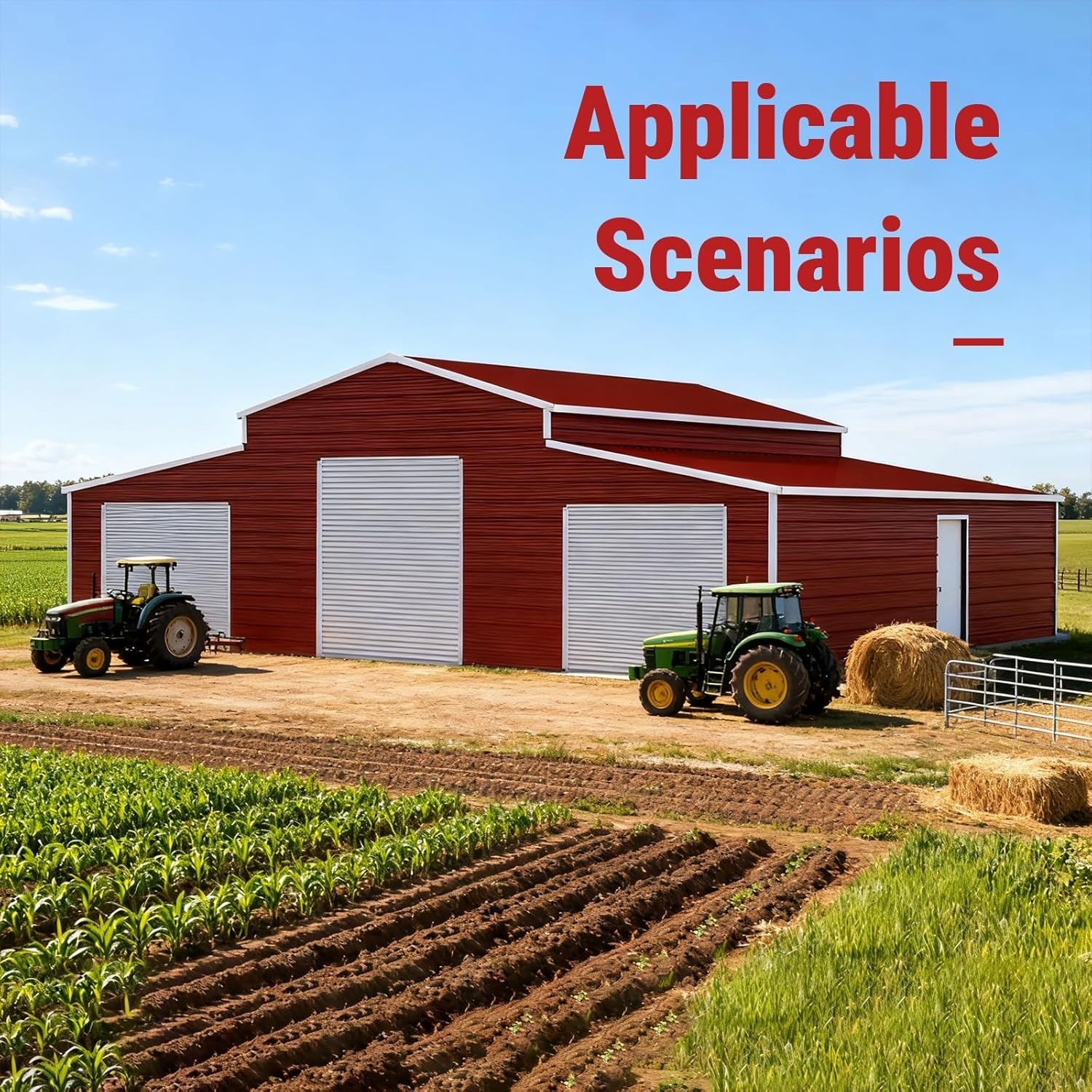 42’x30’x13′ Metal Garage Shed Barn Outdoor Storage Shed Galvanized Steel Red