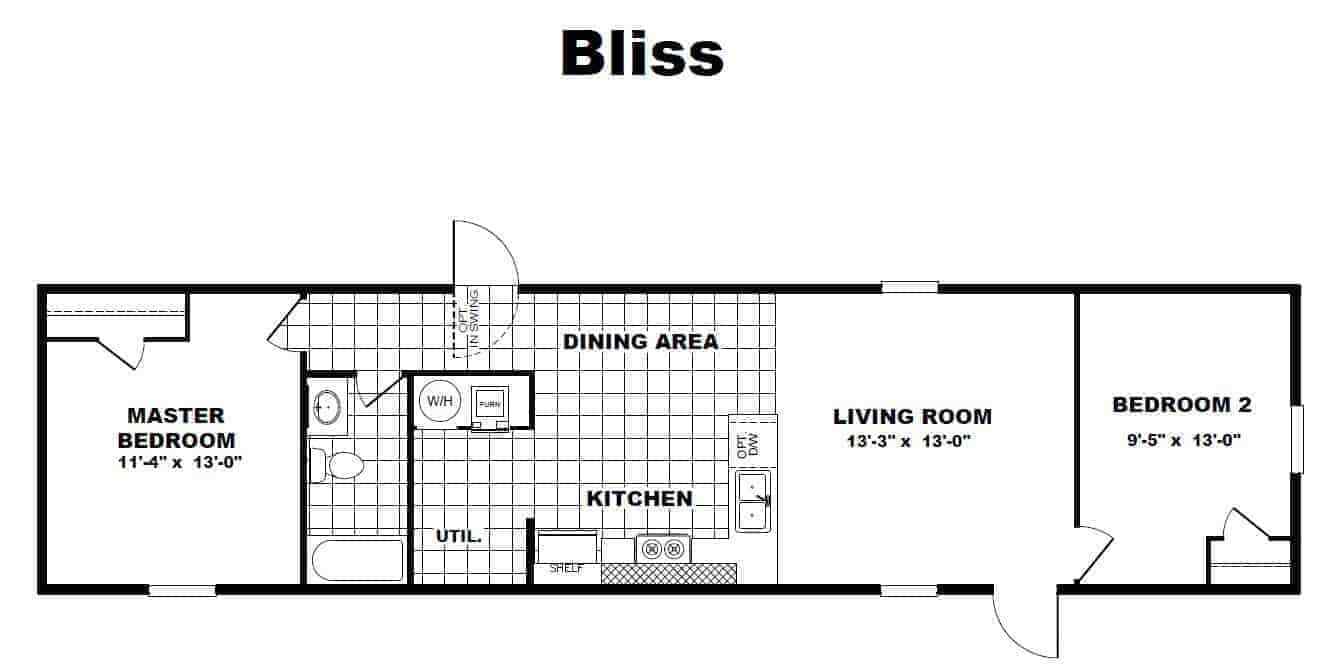 Clayton TRU Bliss 2BR/1BA-14×56 Mobile Home Ocala-Lot Model- Not lived in