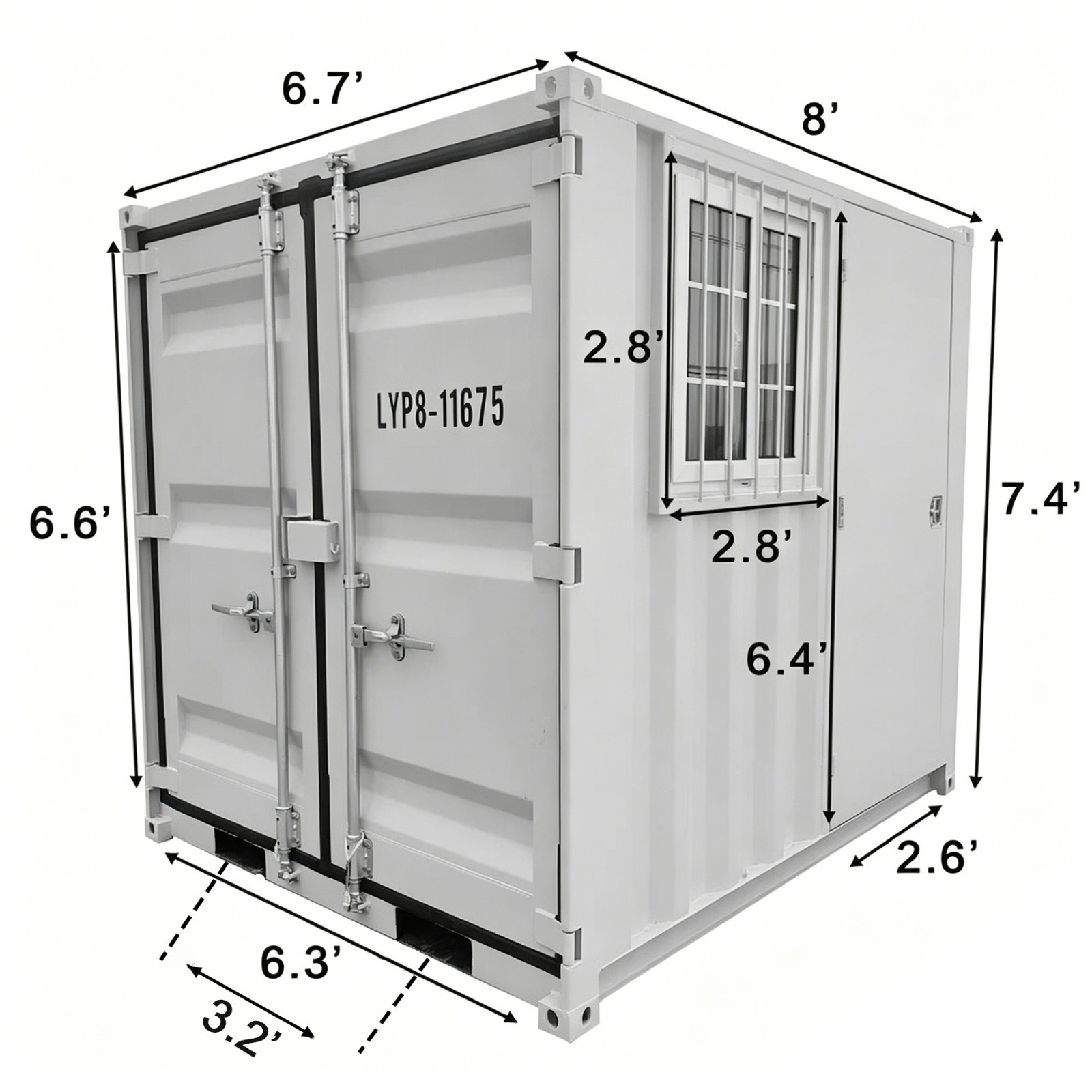 8FT Cubic Shipping Container | Lockable Door & Window | Portable Office | Storag