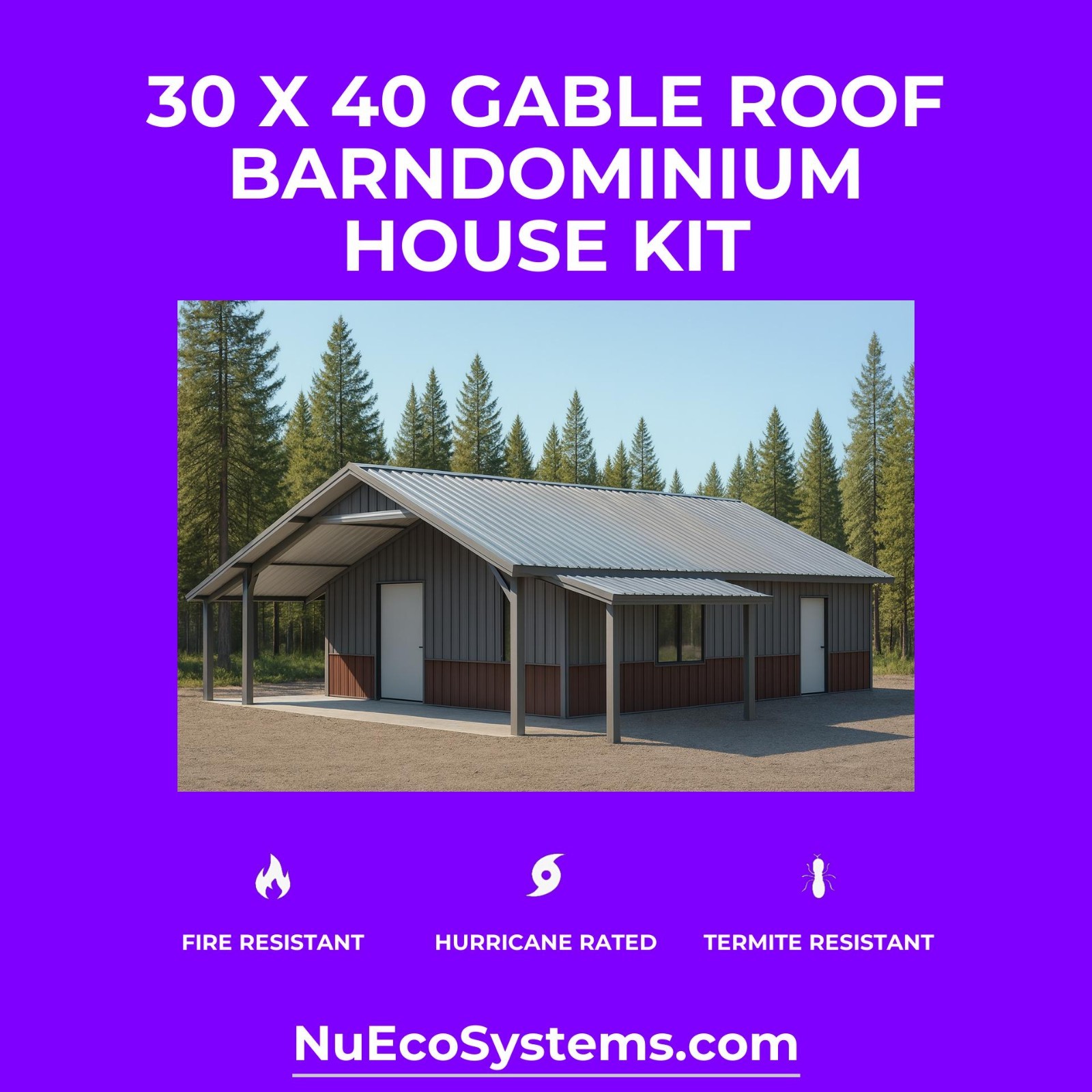 Steel Framed Barn Style Barndominium Kit with Huge 2nd Story Loft Mezzanine