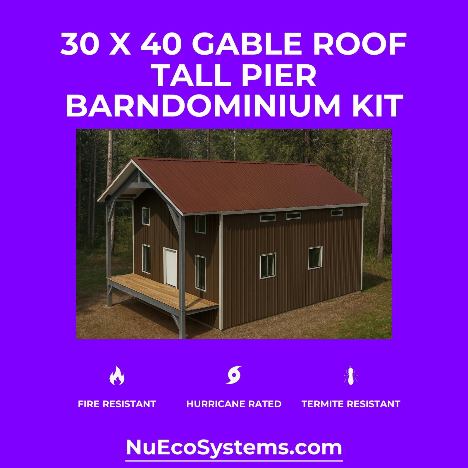 Steel Framed Barn Style Barndominium Kit with Huge 2nd Story Loft Mezzanine