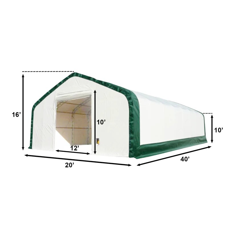W20’xL40’xH16′ Double Truss Storage Shelter 18OZ PVC Canvas Building Shelter