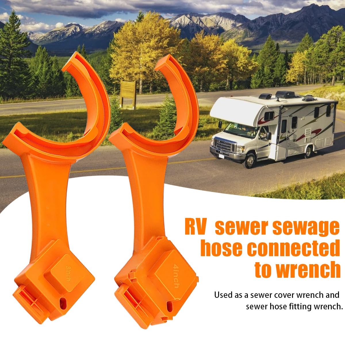 AUCELI 2PCS RV Sewer Hose Wrench, Fits Most 3 Inch and 4 4*1.7*0.3in, Orange
