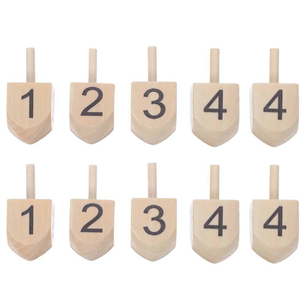 10 Pcs Festive Wooden Top Chanukah Spinning Tops Party Decorations