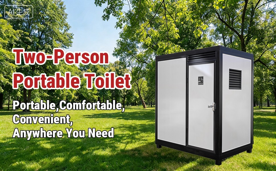 Portable Restroom Mobile Toilet Cabin Outdoor Shower Room w/Sink&Ventilation Fan