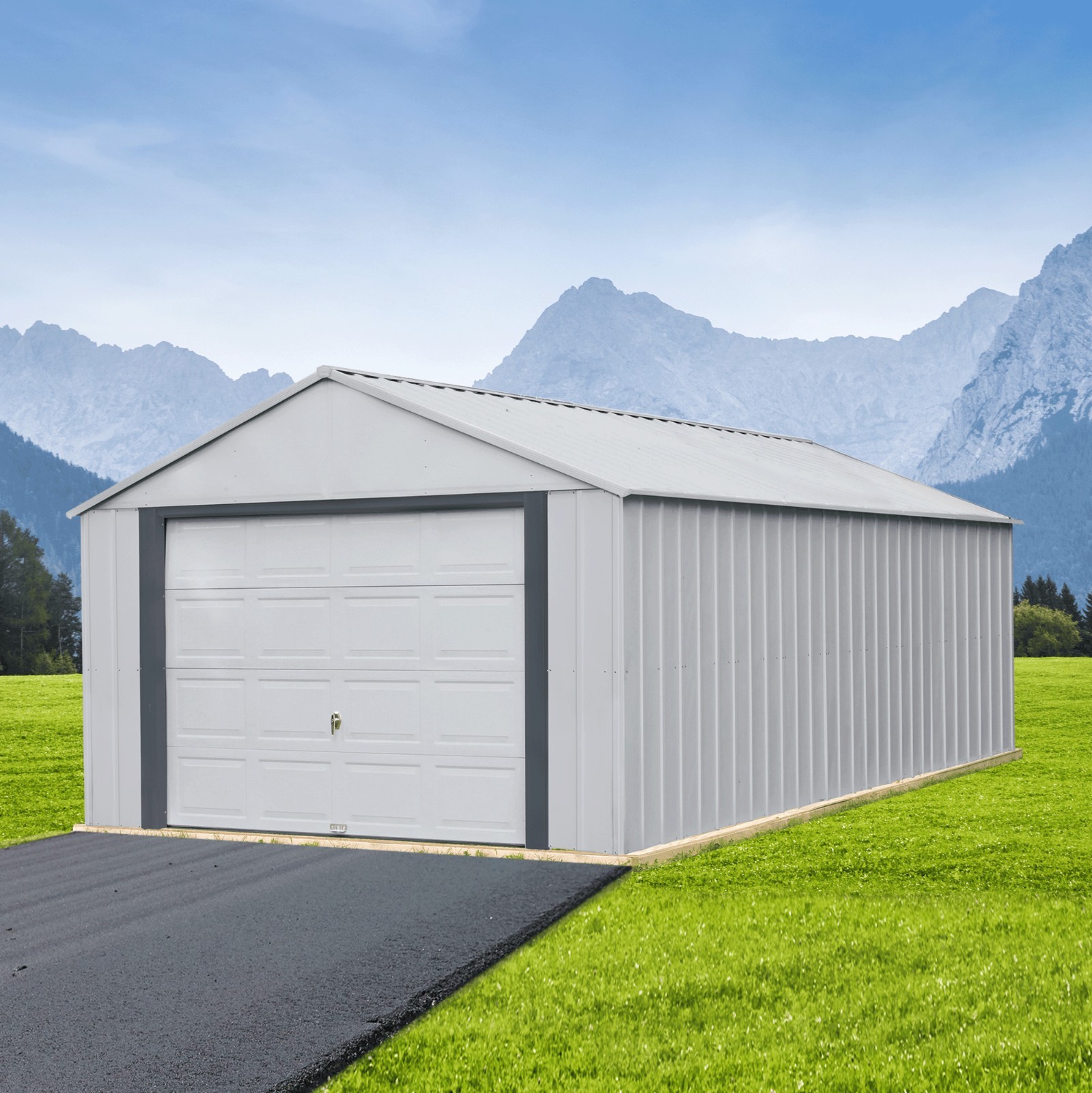 New Yard Heavy-Duty Galvanized Steel Garage Light Grey