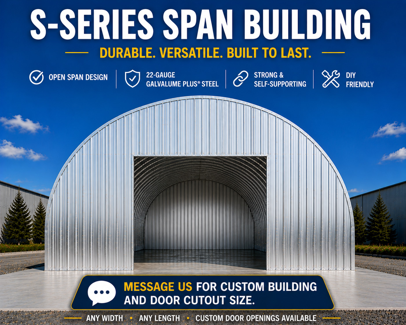 25x50x18 DuroSPAN Steel Arch Clear Span Metal Building Kit End Walls Included