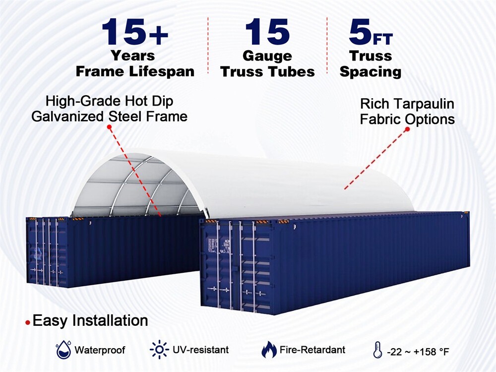 20’x40’x6.6′ 15 oz PVC Canvas Fabric Building Shipping Container Canopy Shelter