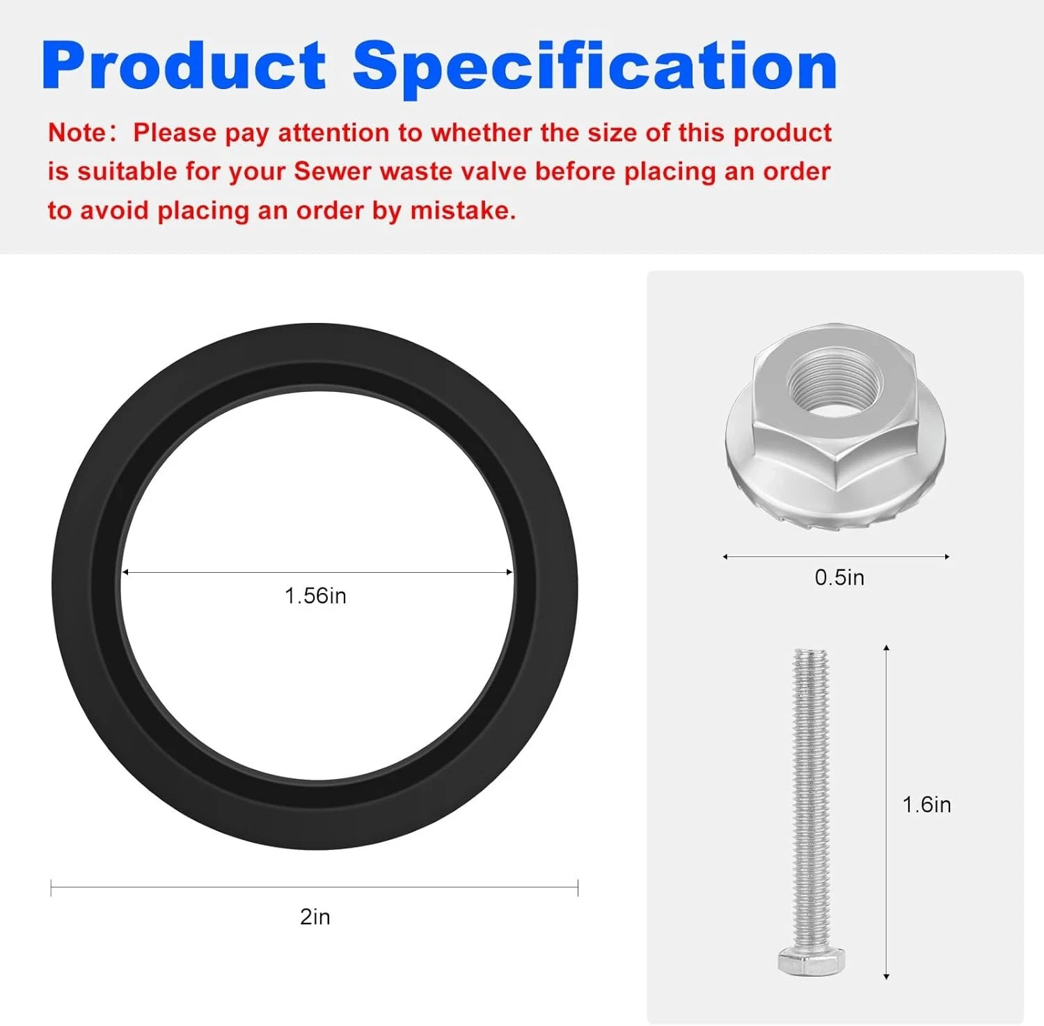 FulTyme RV, RV Waste Valve Seal Kit 1-1/2 Inch Replacement, valterra-ect-#T5969