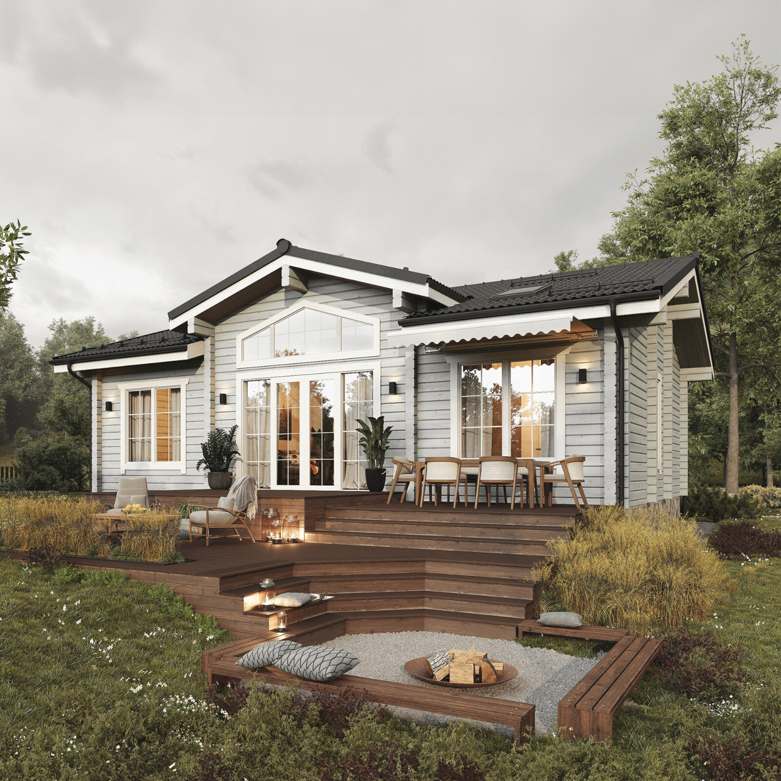 PREFAB LOG CABIN HOME KIT MODERN WOODEN 1195 ft² /111 m² – DISCOUNT CARD 3% off