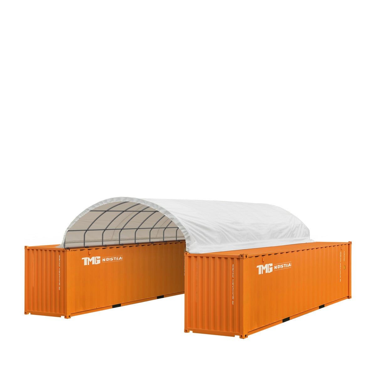 20x40ft Steel-Frame PVC Shelter for Containers, Fire-Retardant