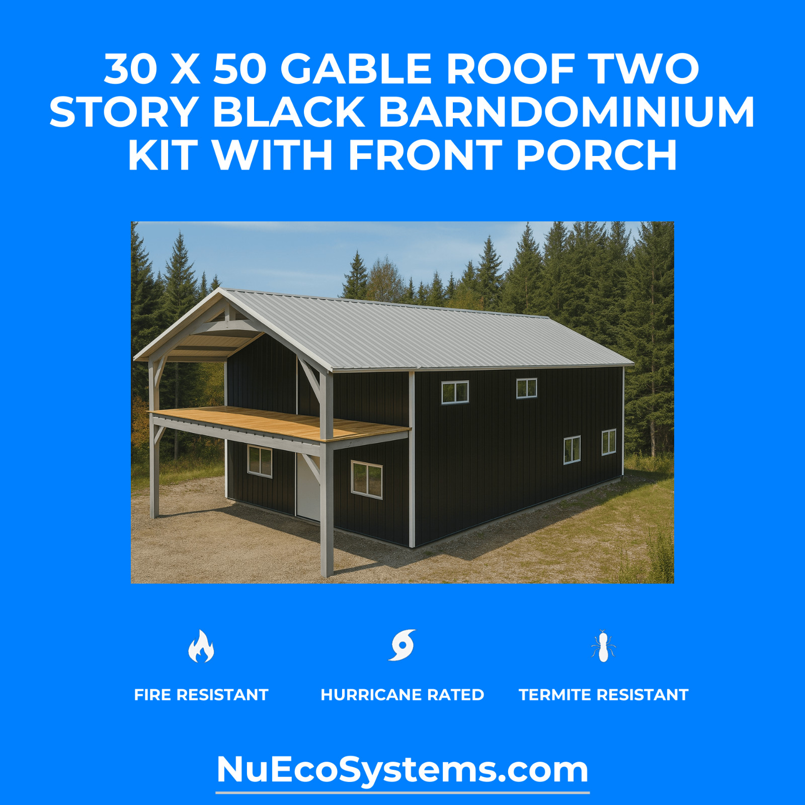 FLORIDA & TEXAS HURRICANE RATED Gable 2 Story Galvanized Steel Barndominium Kit