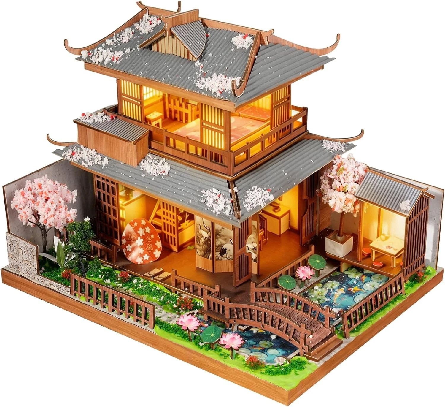 Japanese Cherry Blossom Miniature House Building Kit – Perfect Gift for Adults