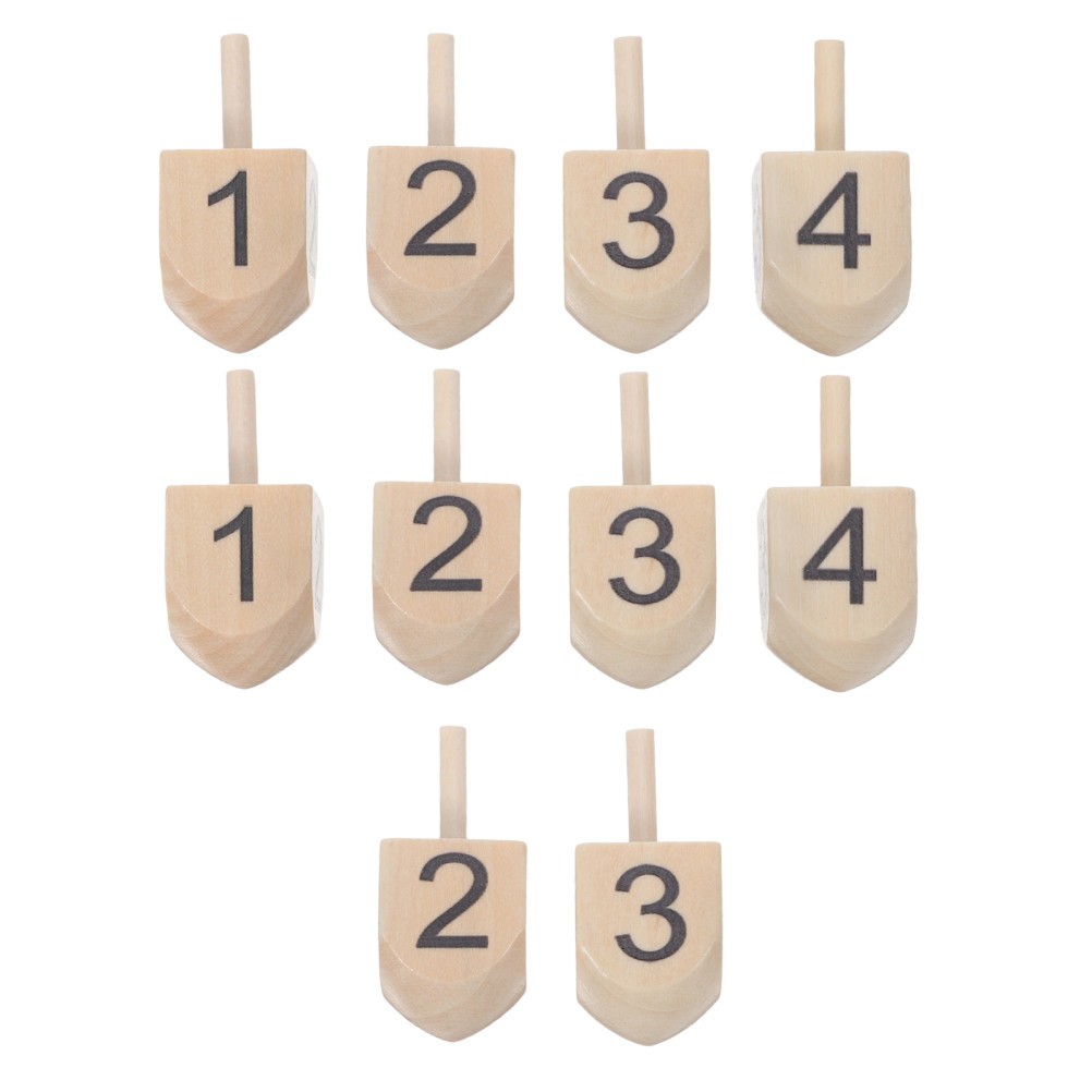 10 Pcs Festive Wooden Top Chanukah Spinning Tops Party Decorations