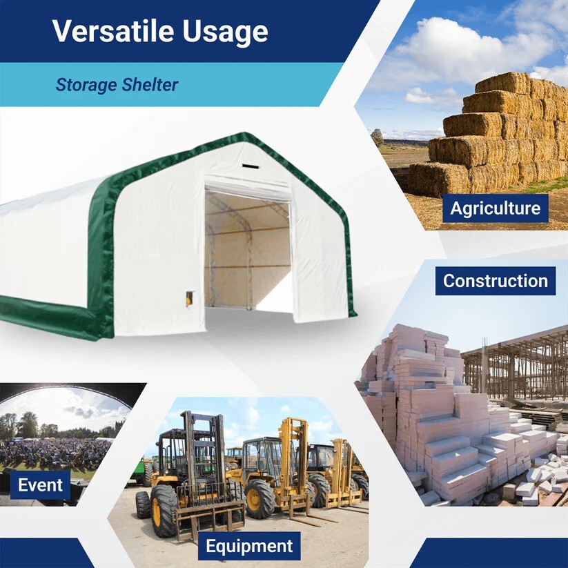 W20’xL33’xH16’Portable Double Truss Storage Shelter PVC Canvas Building Shelter