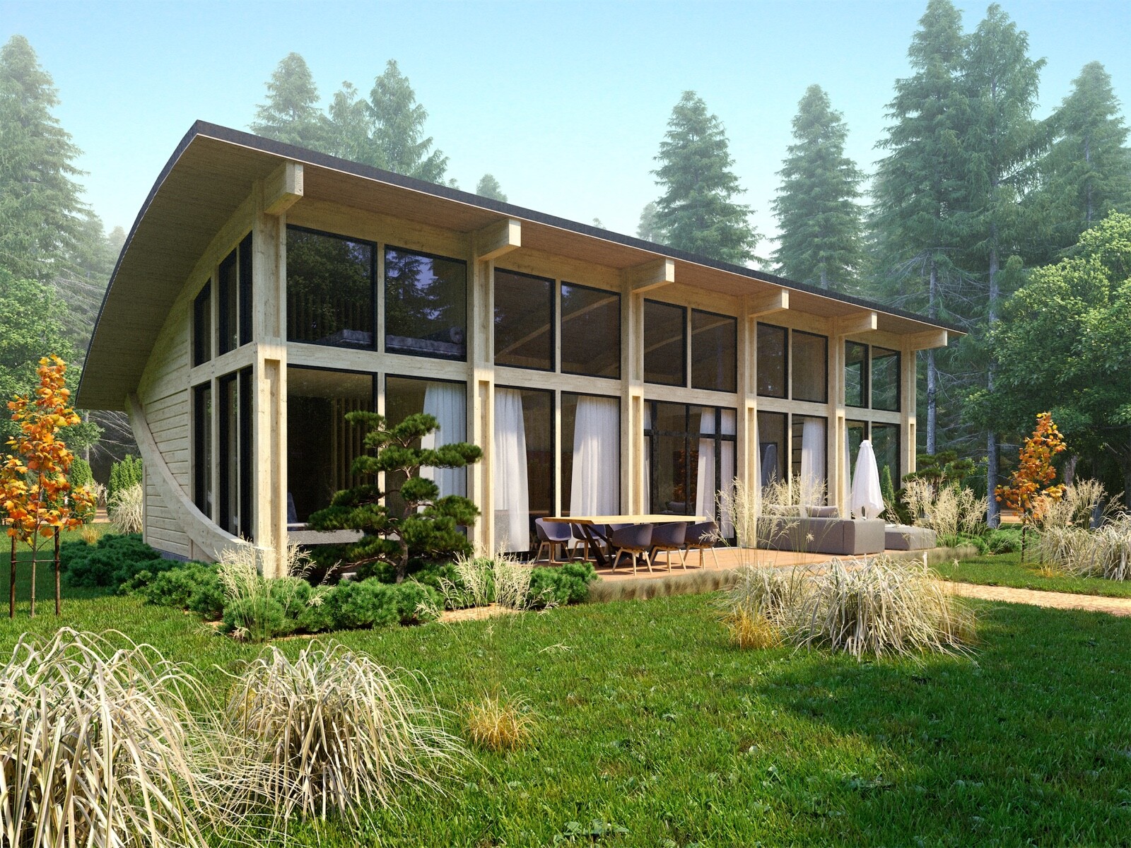 1080 ft2 TIMBER FRAME POOL HOUSE KIT ENGINEERED WOOD PREFAB BUILDING CABIN EASY