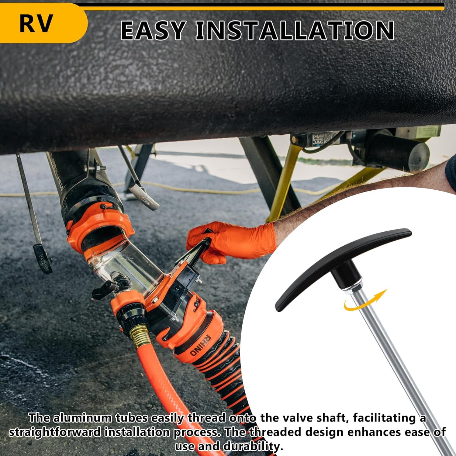 RV Sewer Waste Valve Extension Rod 7″&10″,rv Black Tank Pull Valve Handle Replac