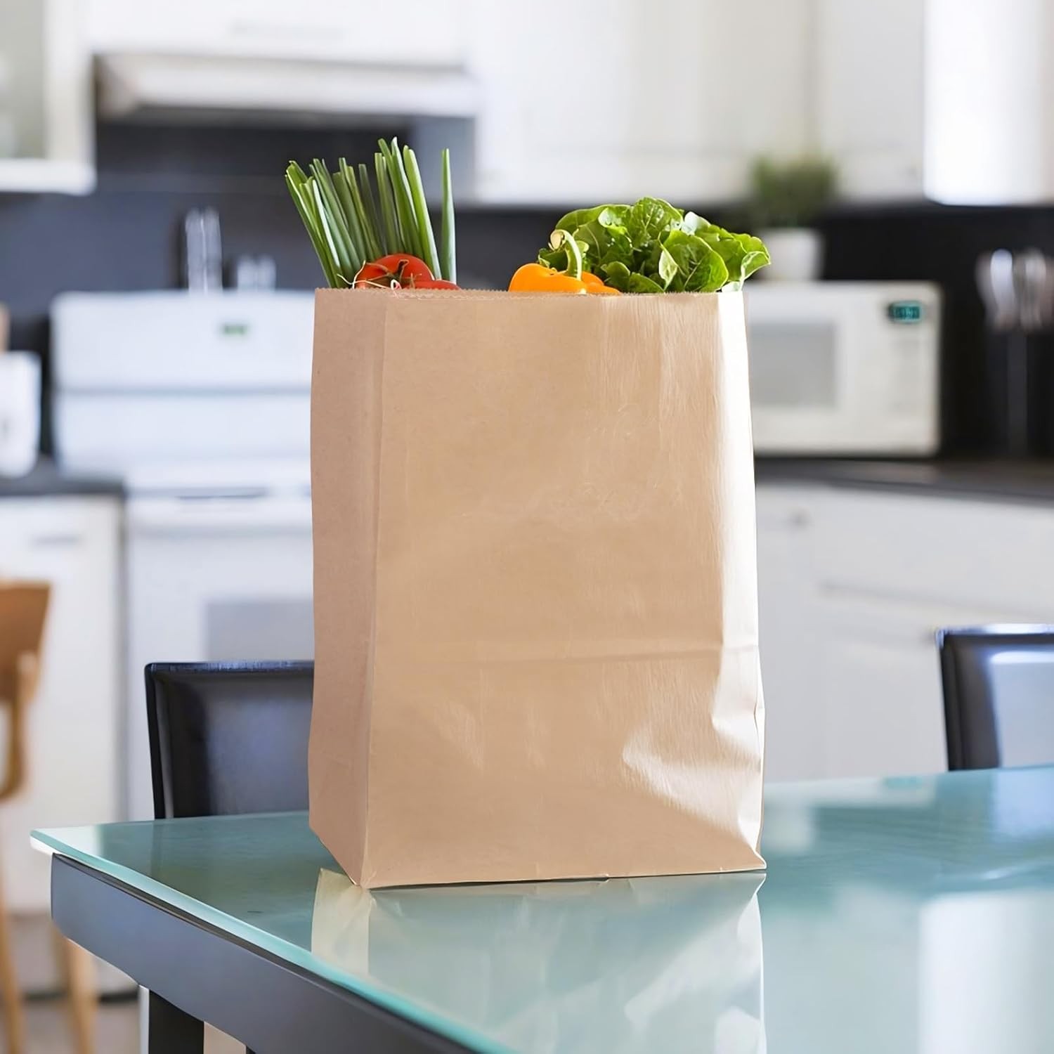50 Pcs 12 Lb 13 x 7 x 4.5″ Brown Paper Lunch Bags Large Durable Paper Bags Bulk