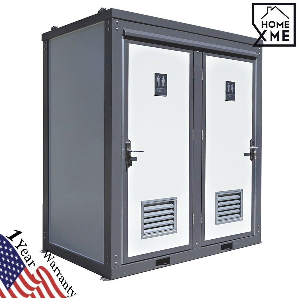 Bastone Dual Portable Restroom Mobile Toilet,2 Stall w/2 Sinks Toilets Bathroom