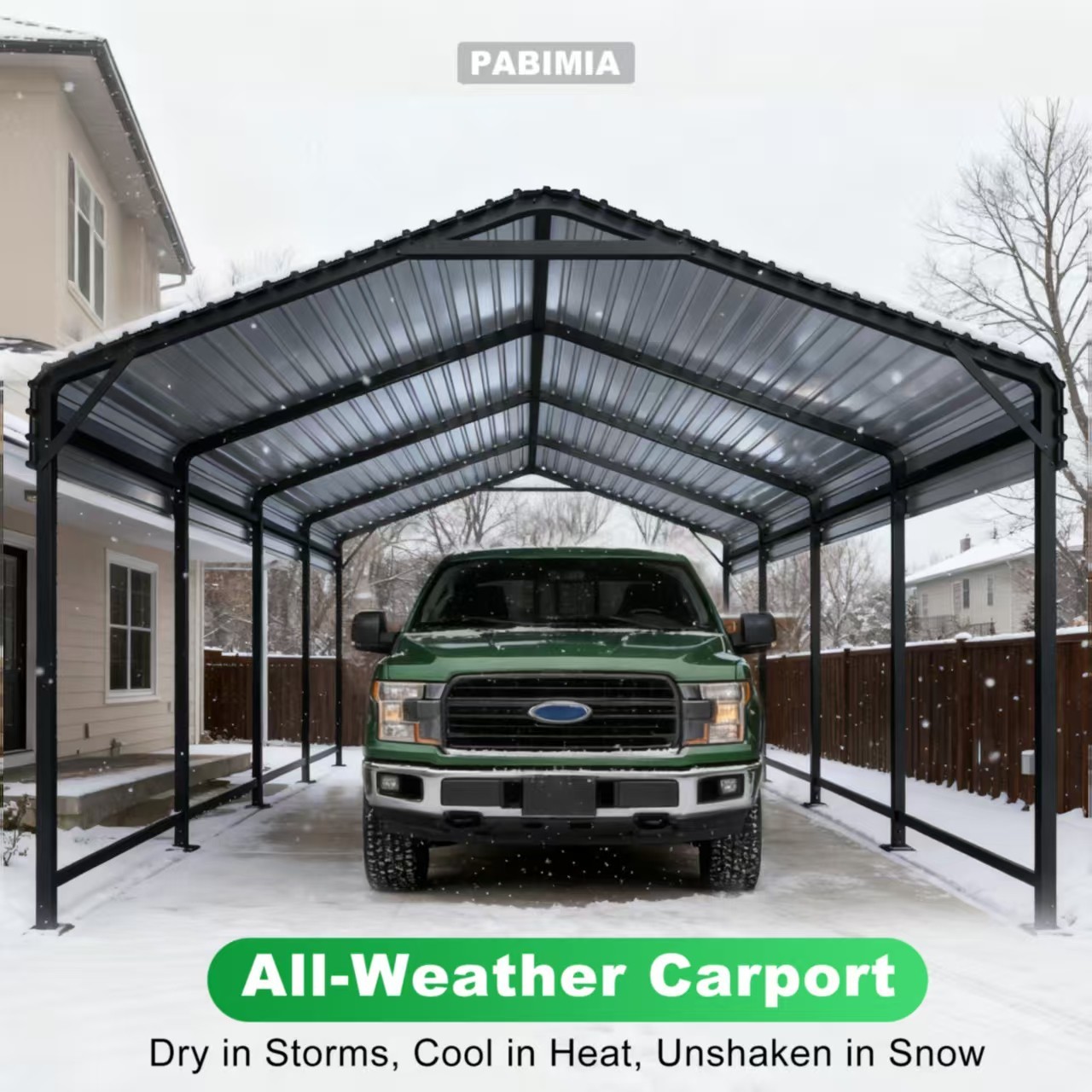 PABIMIA 12×20 FT Heavy-Duty Metal Carport, Outdoor Galvanized Steel Shelter