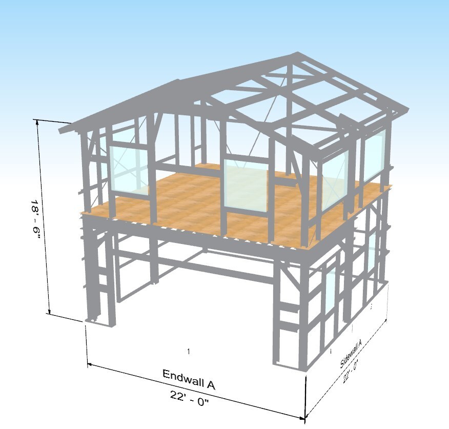 Affordable 22′ x 22′ Tall Lightweight Galvanized Steel Garage and Apartment Kit