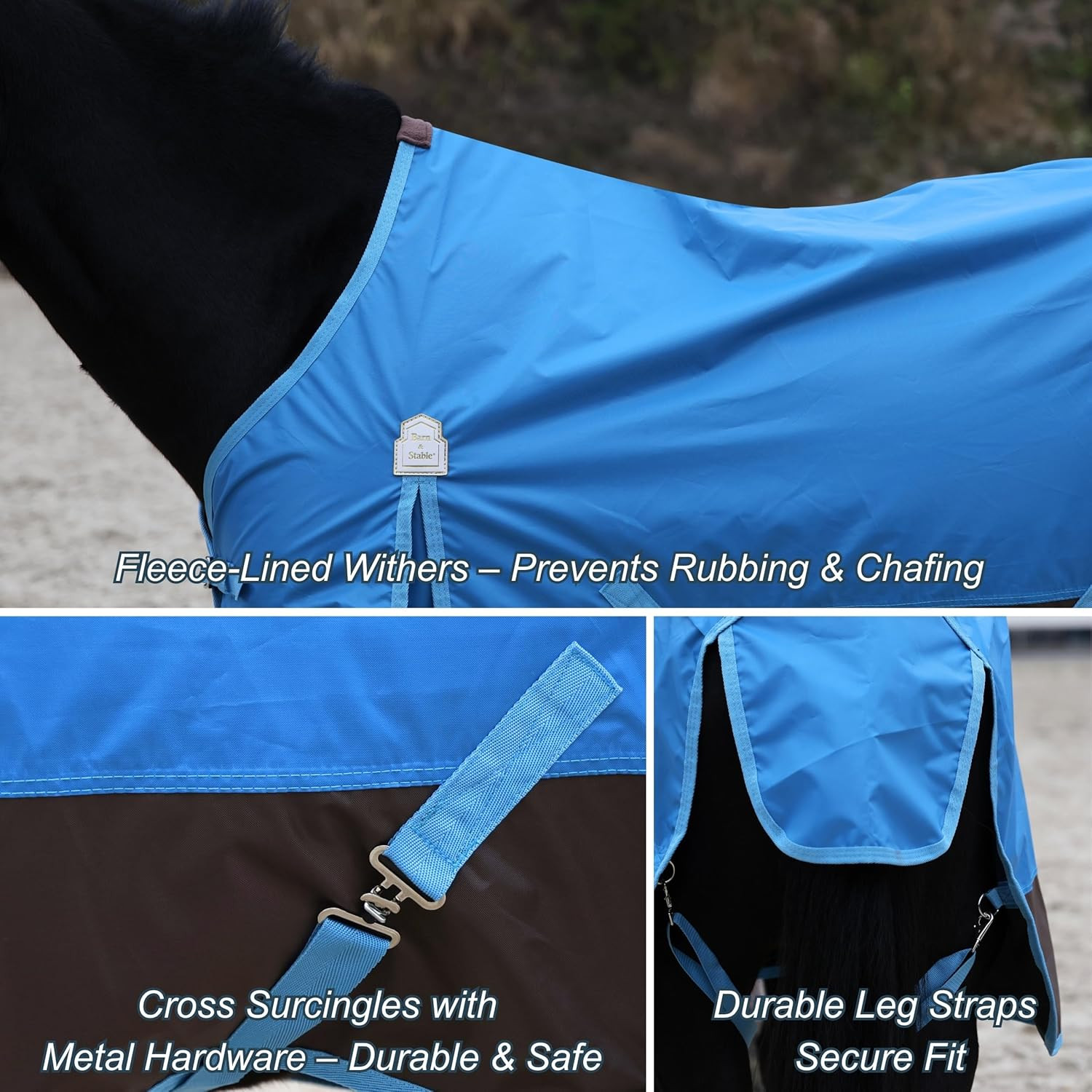 420D Ripstop Lightweight Horse Turnout Sheet, No Fill, Water-Resistant & Breatha