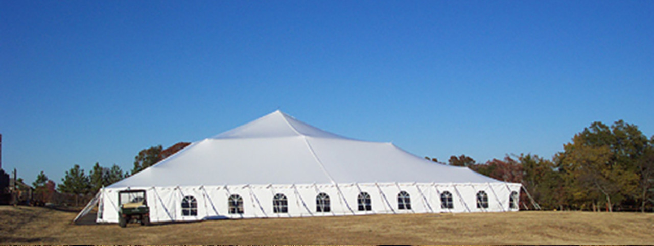 Multi Purpose 100’ x 100’ Pole Tent Complete with walls, stakes and ropes
