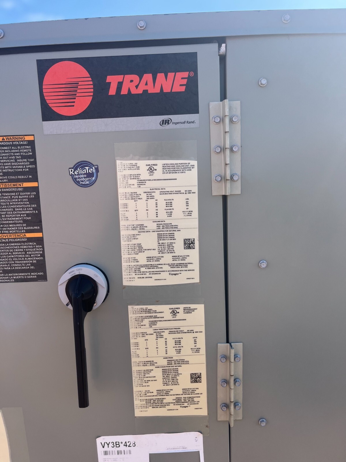 Air Dome, 7200 sq. ft., air structure, 60″ x 120″, HVAC 50 ton Trane gas unit