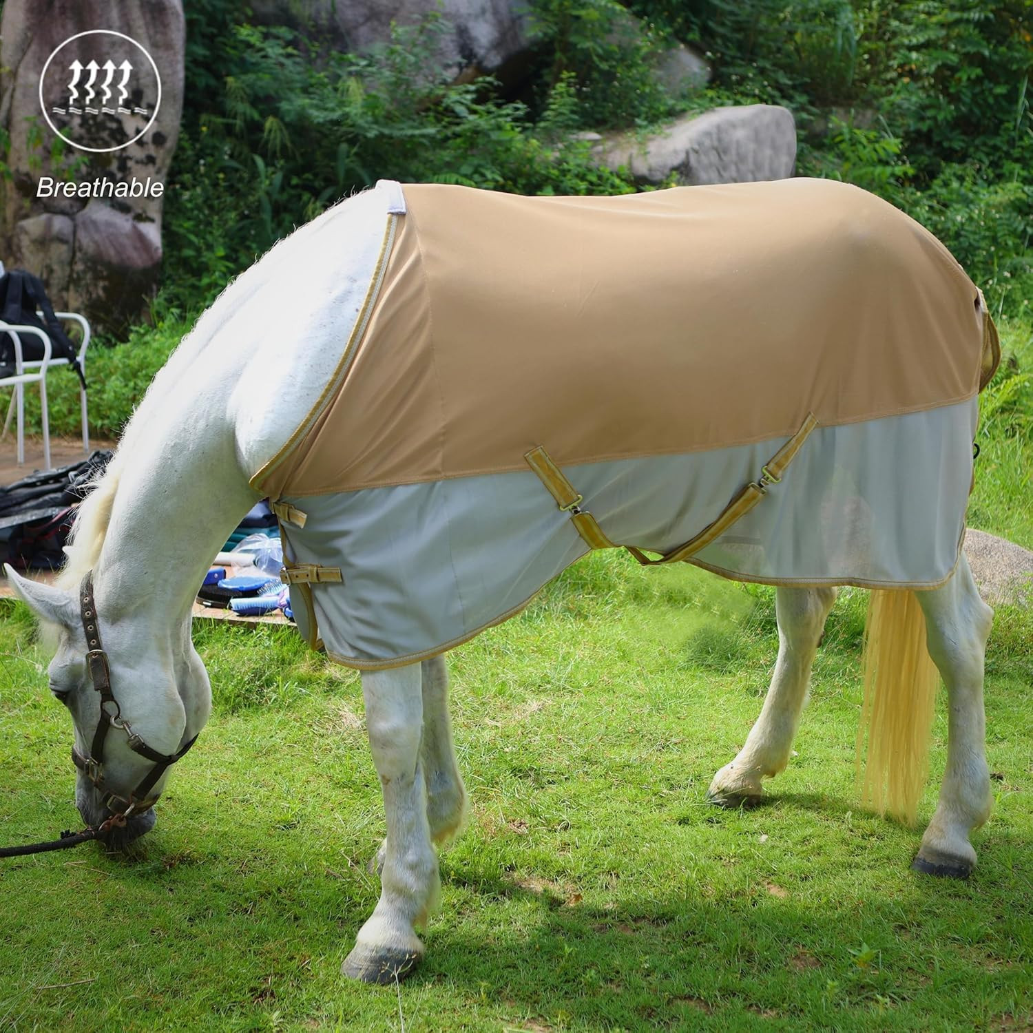 Breathable and UV Protective Tear-Resistant Mesh Horse Fly Sheet Comfy Equine Su