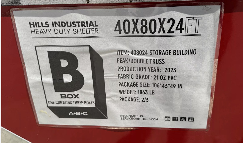 40x80x24 DUAL TRUSS *21oz PVC* Canvas Fabric Storage Building Shelter Barn Shop