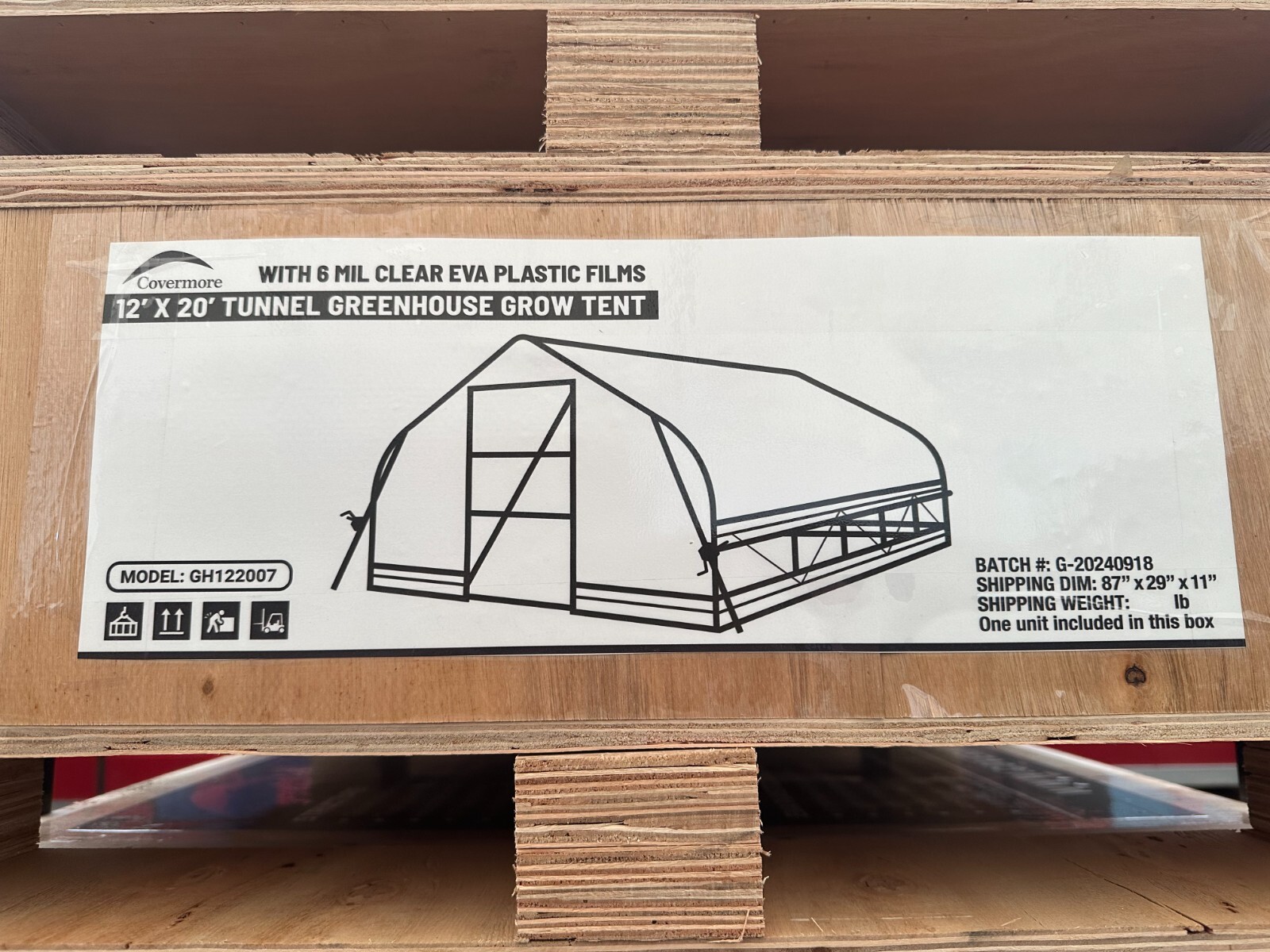 12’x20’x7.2′ Tunnel Greenhouse 6 mil Clear EVA Plastic Film/ Peak Ceiling Roof