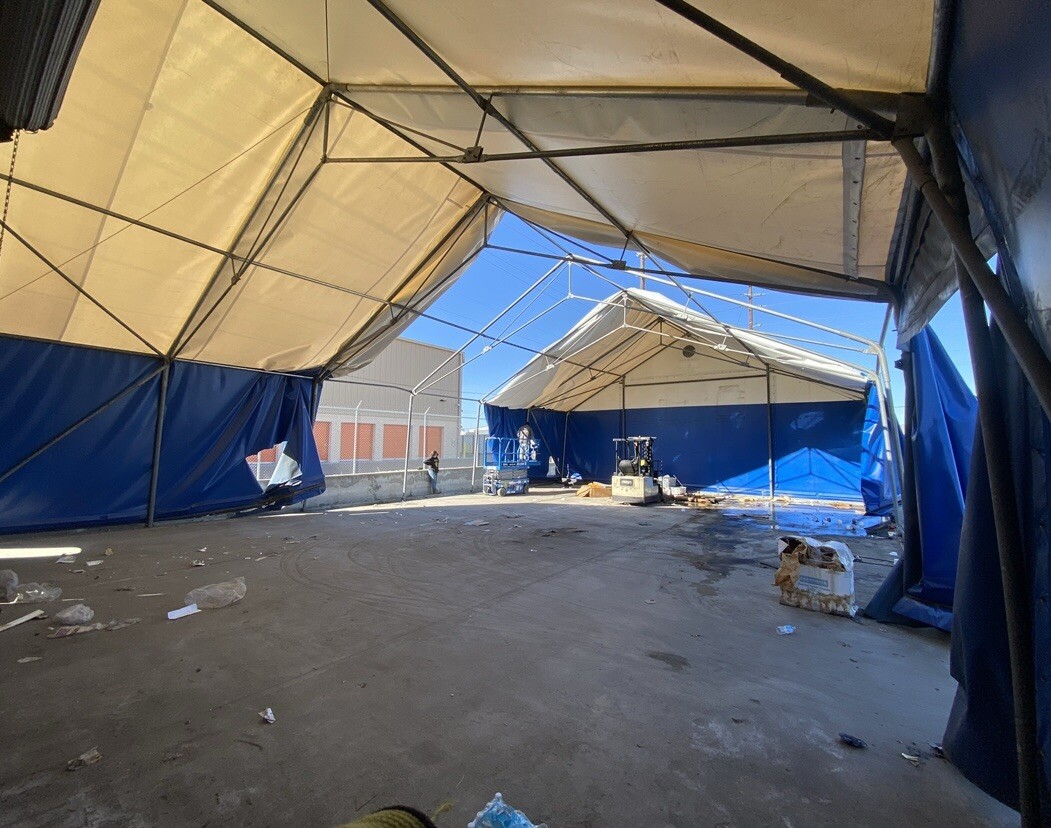 40 ft x 60 ft. Used Industrial shelter. THA Rubb Shelter HD galvanized Frame.