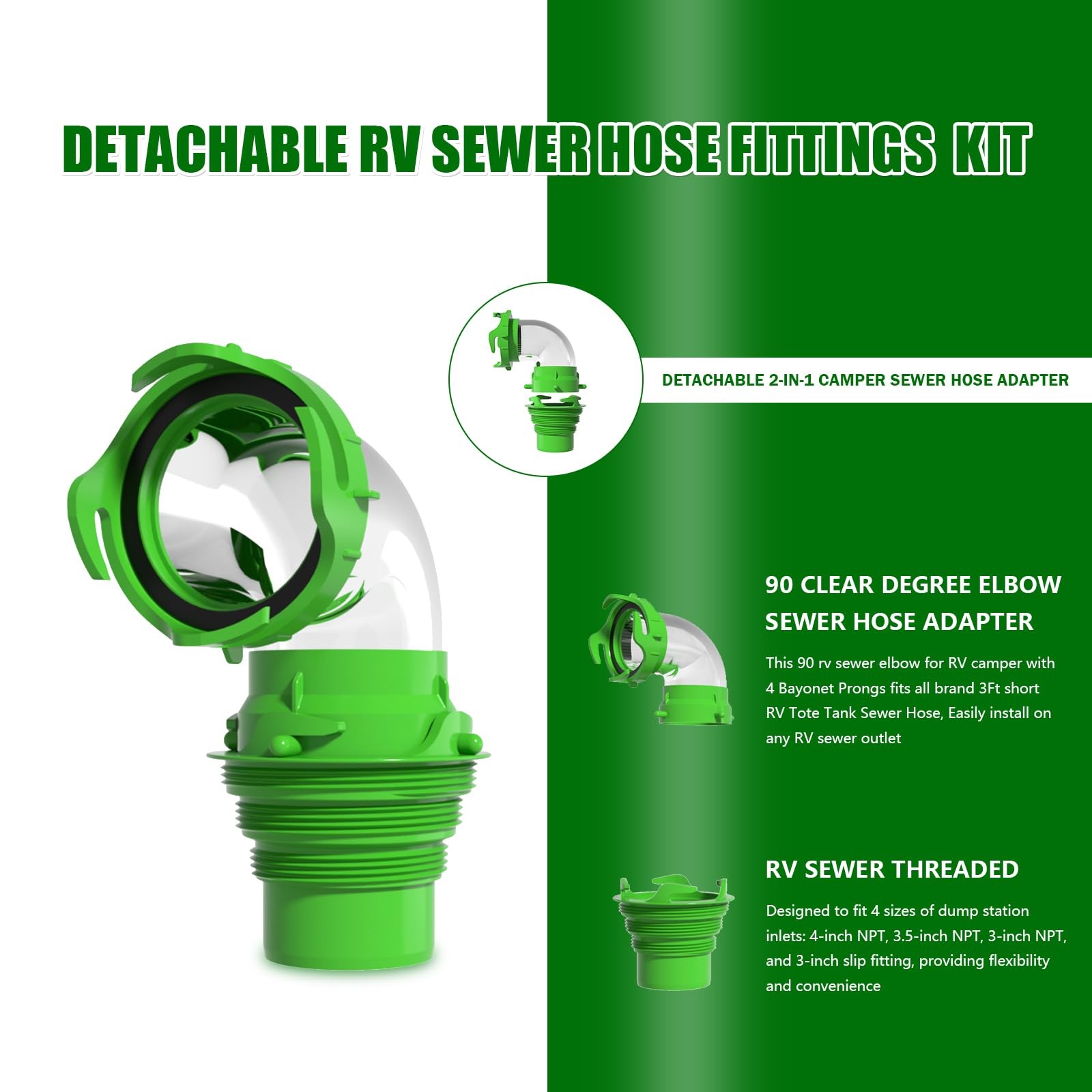 AVERONR RV Sewer Hose Elbow Adapter